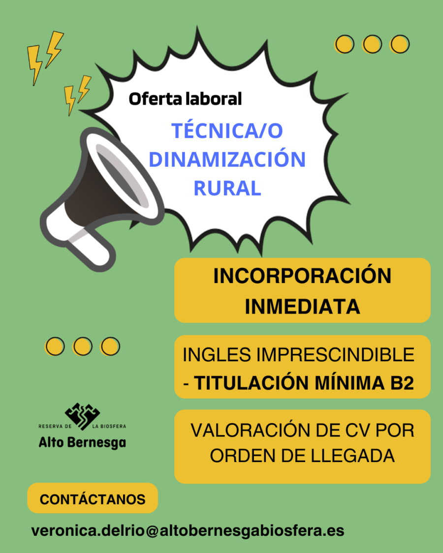 Oferta de empleo: Técnica/o de dinamización rural