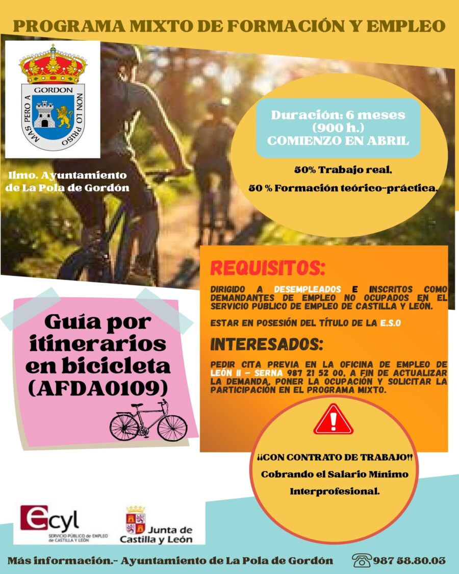 Programa Mixto de Formación y Empleo Guía por itinerarios en bicicleta